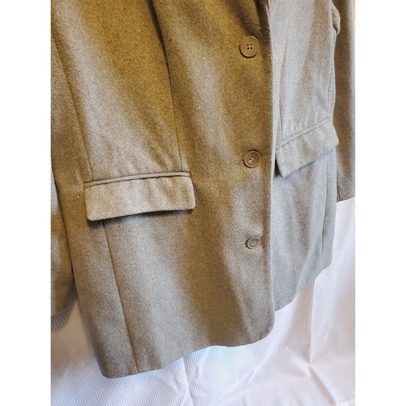 ELLOS Women's Plus Long Boyfriend Wool Blazer Size 22 Light Gray Striped Lining - Picture 3 of 12